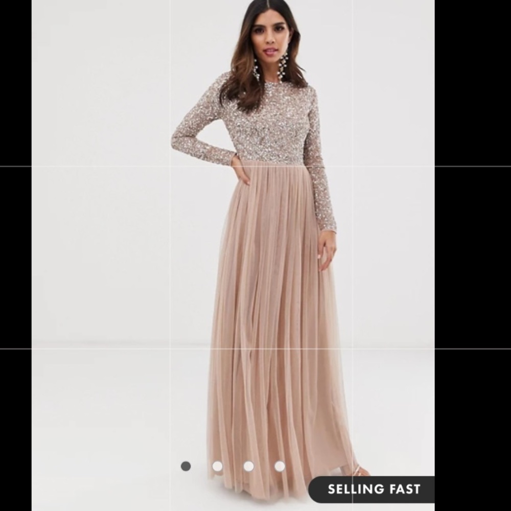 ASOS Maya Bridesmaid long sleeve maxi tulle dress
